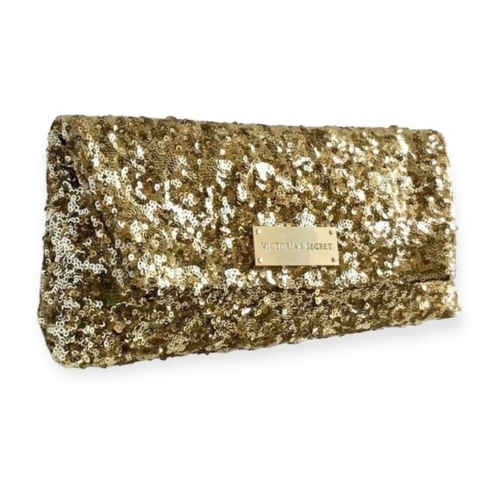 Victoria's Secret Gold Sequin Magnetic Clutch Bag